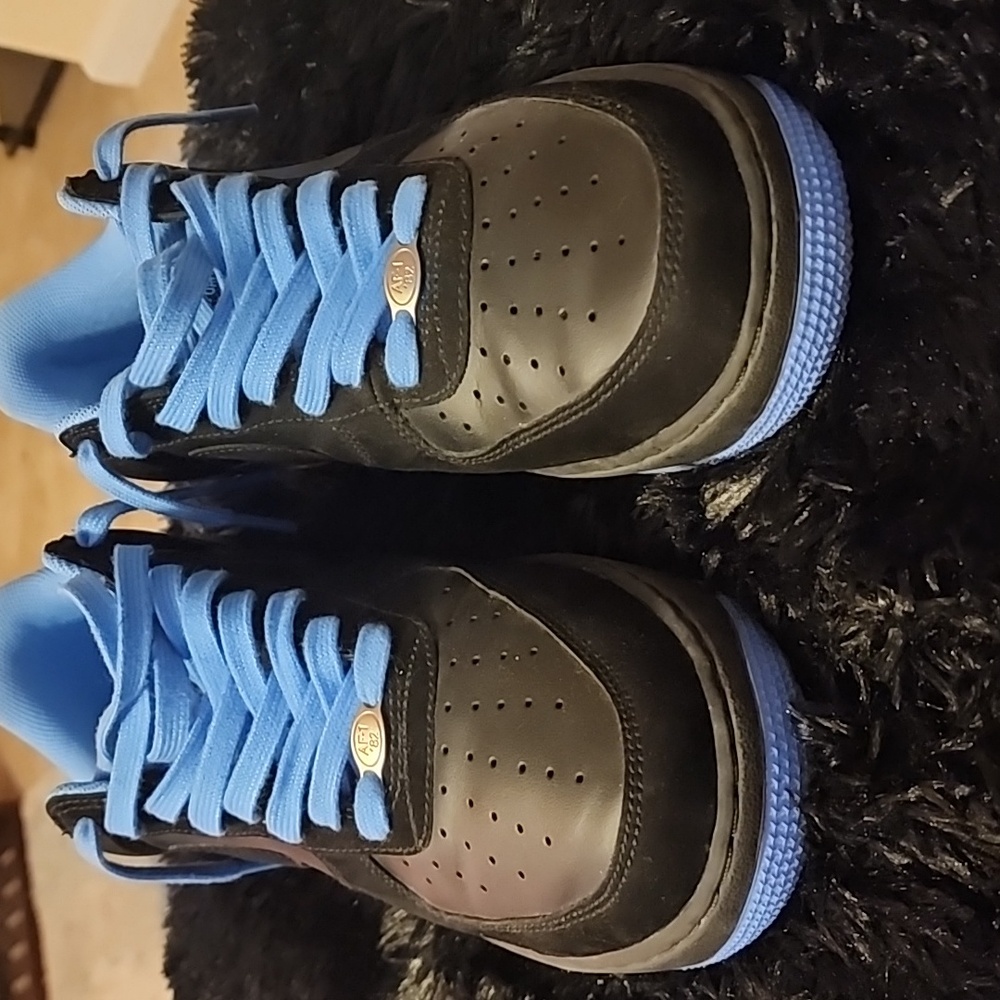 Nike Air Force 1 Low Black/University Blue. Size 9-1/12. AF1 - Picture 2 of 4